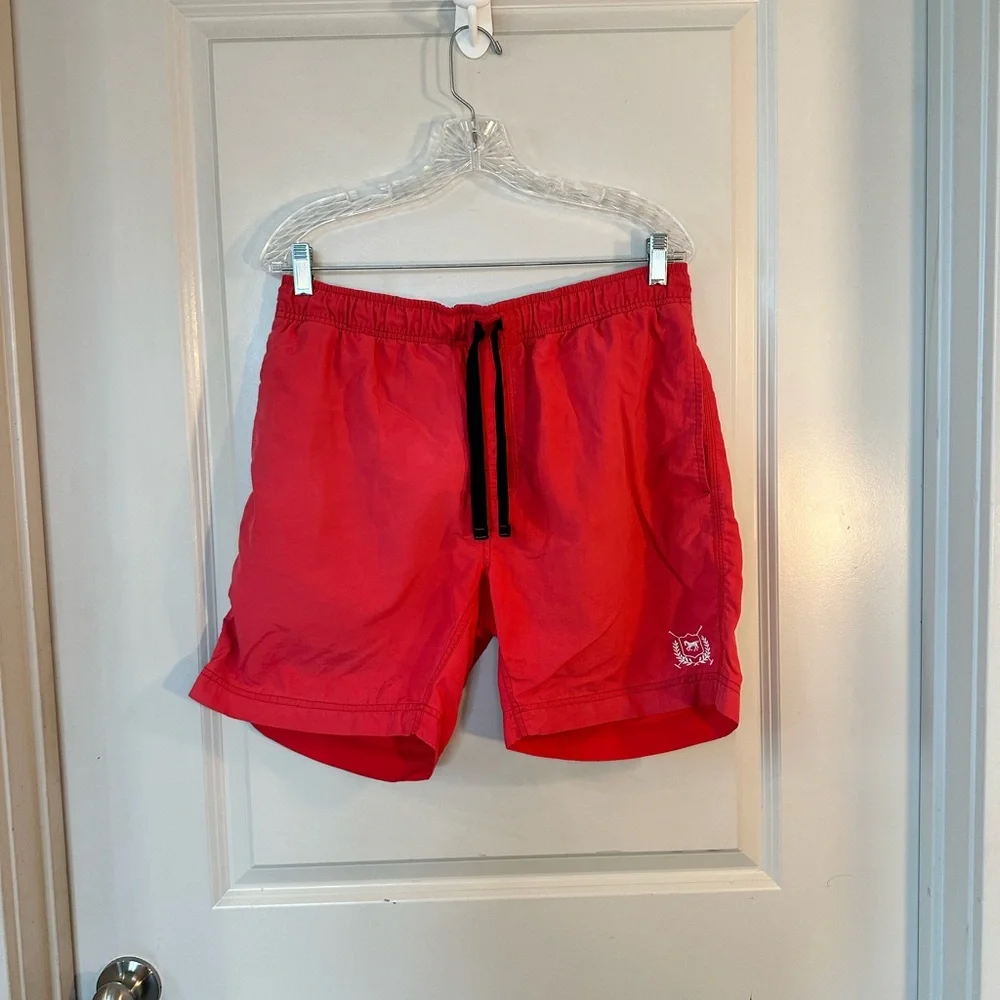 THRE3 Clothing Red Swim Trunks, Medium
